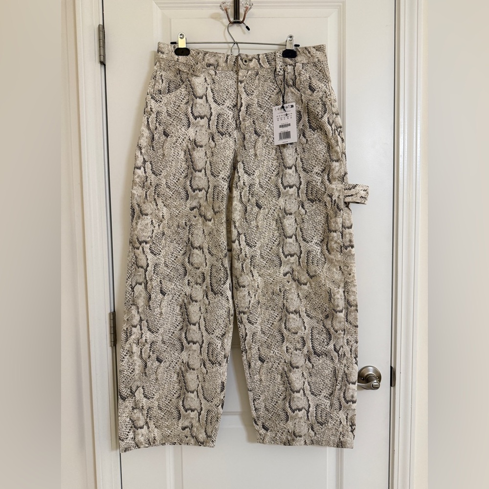 Bershka Snake Print Carpenter Pants